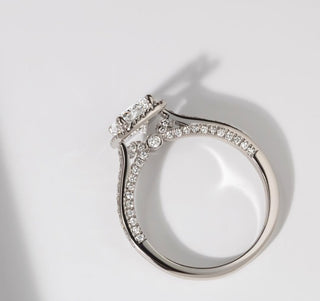 1.20 - 3.20 CT Radiant  Lab Grown Diamond Pave & Halo Style Engagement Ring