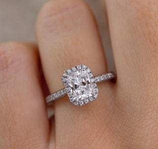 1.20 - 3.20 CT Radiant  Lab Grown Diamond Pave & Halo Style Engagement Ring