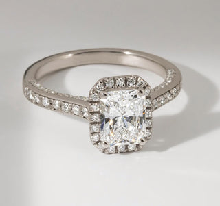 1.20 - 3.20 CT Radiant  Lab Grown Diamond Pave & Halo Style Engagement Ring