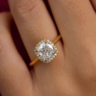 2.0 - 4.0 CT Cushion  Lab Grown Diamond  Halo Style Engagement Ring