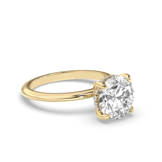 0.80 -3.0 CT Round Diamond Hidden Halo Style Engagement Ring