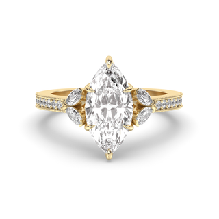 Marquise cut diamond engagement ring with pave setting in 1.5 to 3.5 carat size.