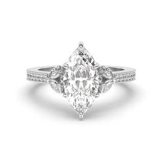 Marquise cut diamond engagement ring with pave setting in 1.5 to 3.5 carat size.