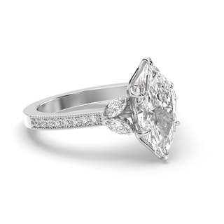 Marquise cut diamond engagement ring with pave setting in 1.5 to 3.5 carat size.