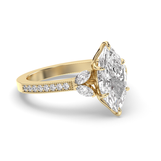 Marquise cut diamond engagement ring with pave setting in 1.5 to 3.5 carat size.