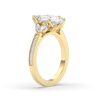Marquise cut diamond engagement ring with pave setting in 1.5 to 3.5 carat size.