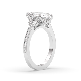 Marquise cut diamond engagement ring with pave setting in 1.5 to 3.5 carat size.