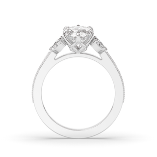 Marquise cut diamond engagement ring with pave setting in 1.5 to 3.5 carat size.