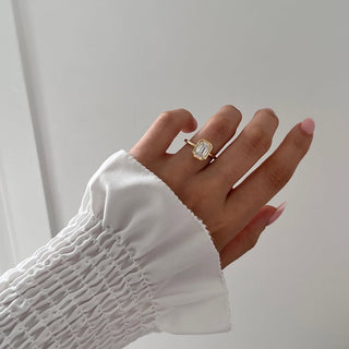 1.0-3.0 CT Emerald  Lab Grown Diamond Bezel Style Engagement Ring