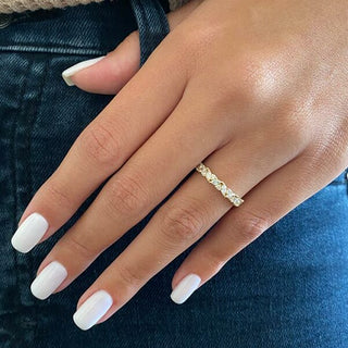 0.80 TCW Marquise and Round Cut Alternative Style Wedding Band - violetjewels