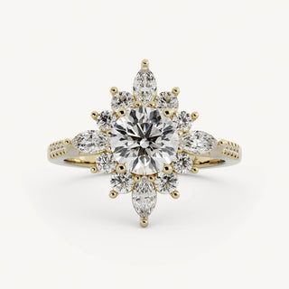 1.0 CT - 3.0 CT Round Halo Diamond Engagement Ring