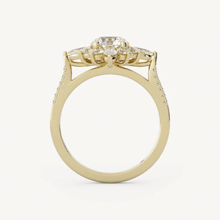 1.0 CT - 3.0 CT Round Halo Diamond Engagement Ring