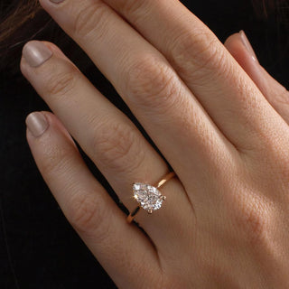 1.80 - 3.80 CT Pear  Lab Grown Diamond Cathedral Style Engagement Ring