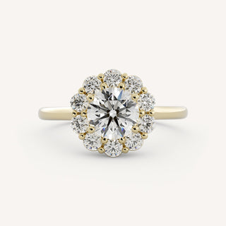 1.0 CT - 3.0 CT Round Diamond Halo Engagement Ring