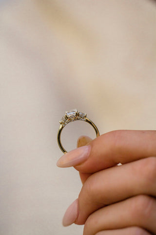 1.25-3.0 CT Radiant Shaped Lab Grown Diamond Three Stone Engagement Ring