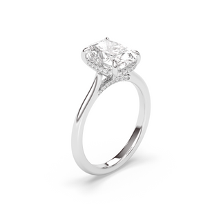 1.0-3.0 CT Elongated Cushion Diamond Hidden Halo Engagement Ring