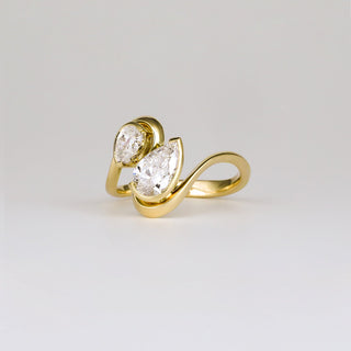 1.0 -3.0 CT Pear Lab Diamond Two Stone Engagement ring