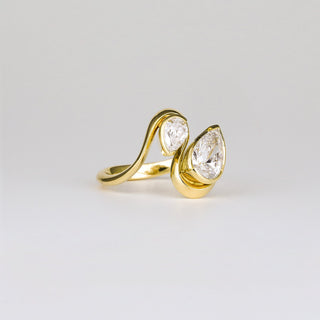 1.0 -3.0 CT Pear Lab Diamond Two Stone Engagement ring