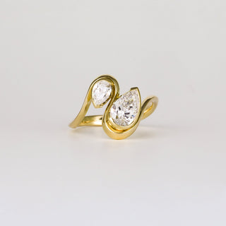 1.0 -3.0 CT Pear Lab Diamond Two Stone Engagement ring