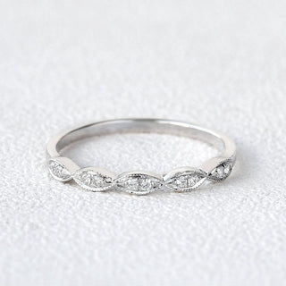 0.14 CT Round Cut Vintage Moissanite Wedding Band - violetjewels
