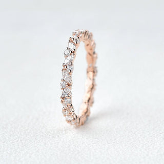 0.4 CT Round And Marquise Alternative Moissanite Wedding Band - violetjewels