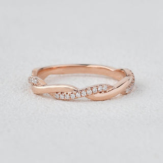 0.12 CT Round Cut Twisted Moissanite Wedding Band - violetjewels