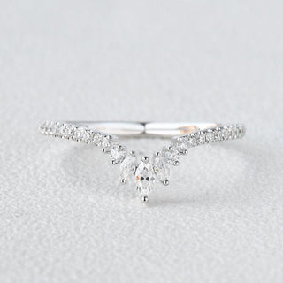 0.36 CT Marquise And Round Curved Moissanite Wedding Band - violetjewels