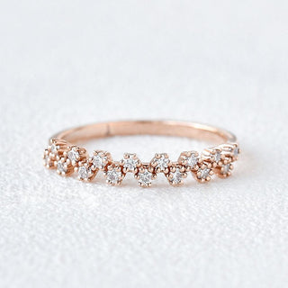 0.2 CT Round Cut Cluster Moissanite Wedding Band - violetjewels