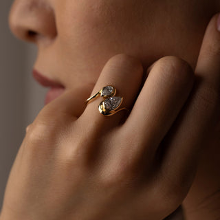 1.0 -3.0 CT Pear Lab Diamond Two Stone Engagement ring