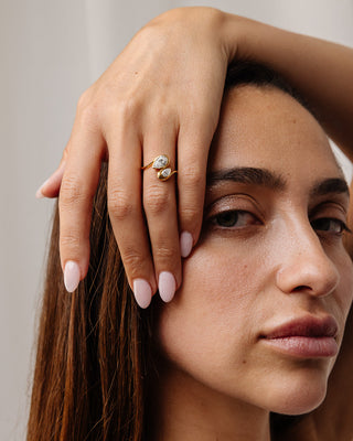 1.0 -3.0 CT Pear Lab Diamond Two Stone Engagement ring