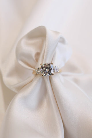 1.50 CT - 3.50 CT Cushion Three Stone Engagement Ring
