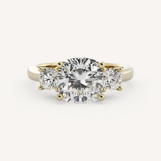 1.50 CT - 3.50 CT Cushion Three Stone Engagement Ring