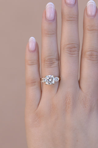 1.50 CT - 3.50 CT Cushion Three Stone Engagement Ring