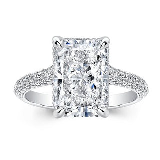 7.0 CT Radiant Hidden Halo F/VS1 Lab Grown Diamond Engagement Ring - violetjewels