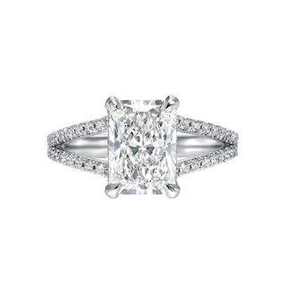 2.0 CT-4.0 CT Radiant Split Shank F/VVS2 Lab Grown Diamond Engagement Ring - violetjewels