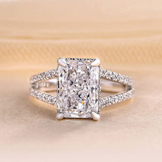 2.0 CT-4.0 CT Radiant Split Shank F/VVS2 Lab Grown Diamond Engagement Ring - violetjewels
