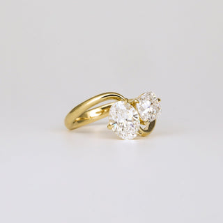 2.27 TCW Cushion & Oval Diamond Two Stone Engagement Ring