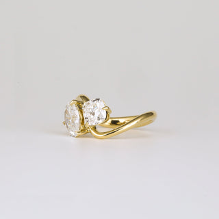 2.27 TCW Cushion & Oval Diamond Two Stone Engagement Ring