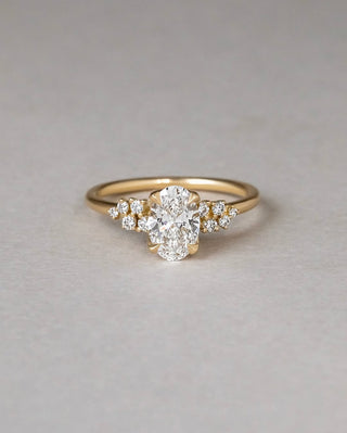 1.10-3.0 CT Oval  Lab Grown Diamond Cluster Style Engagement Ring