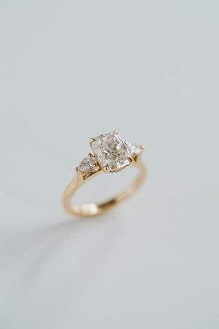 1.25 - 3.25 CT Elongated Cushion CVD Diamond Three Stone Engagement Ring