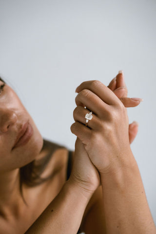 1.25 - 3.25 CT Elongated Cushion CVD Diamond Three Stone Engagement Ring