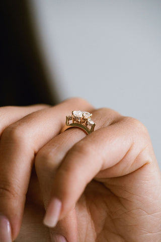 1.25 - 3.25 CT Elongated Cushion CVD Diamond Three Stone Engagement Ring