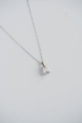 1.0 TCW Emerald Moissanite Diamond Solitaire Necklace