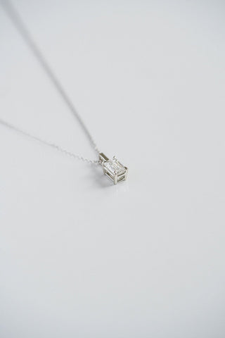 1.0 TCW Emerald Moissanite Diamond Solitaire Necklace