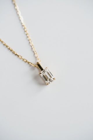 1.0 TCW Emerald Moissanite Diamond Solitaire Necklace