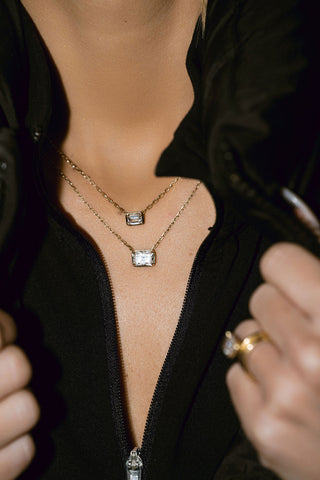 0.50 TCW Emerald Moissanite Diamond Solitaire Necklace