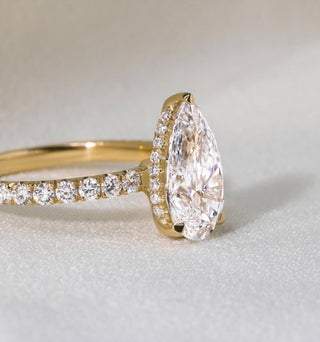 2.50 - 4.50  CT Pear  Lab Grown Diamond Pave Style Engagement Ring