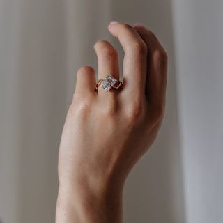 2.65 TCW Emerald & Pear  EF- VVS Diamond Two Stone Engagement Ring