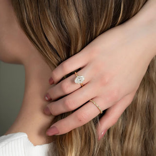 1.0-3.0 CT Oval  Lab Grown Diamond Hidden Halo Setting Engagement Ring