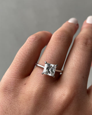 1.50 CT Princess Hidden Halo D/VS2 Lab Grown Diamond Engagement Ring - violetjewels